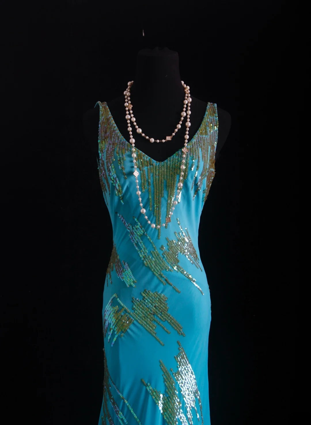 Vintage Prom Dresses 90s Formal Mermaid V Neck Blue Chiffon With Beadings Long Party Gowns Prom Dresses AS027