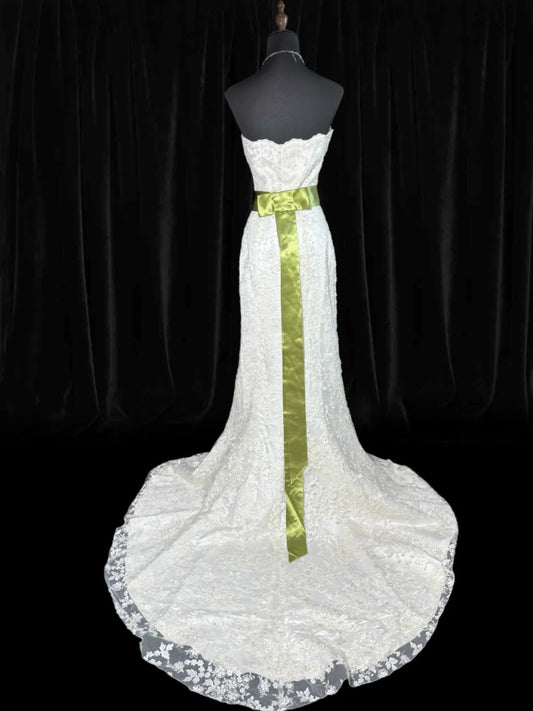 Timeless Women's Mermaid Strapless Sleeveless White Lace Long Vintage Fitted 1920s Wedding Dresses AS027