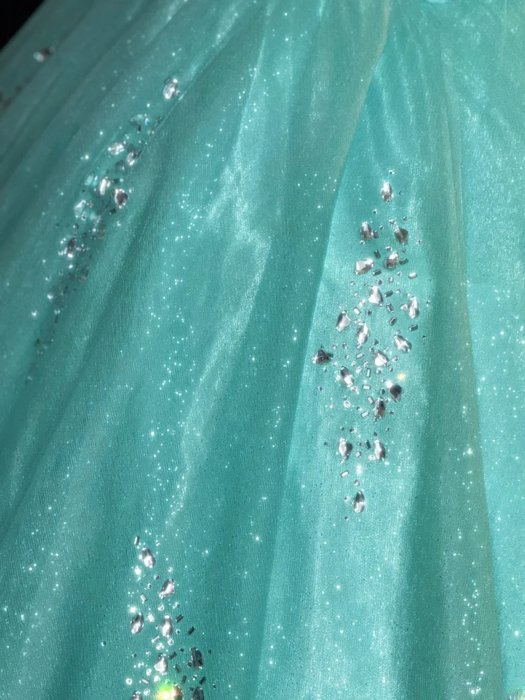 Cute Ball Gown Strapless Blue Tulle With Silver Beading Long Quinceanera Dress vestido de 15 de cenicienta RB3369