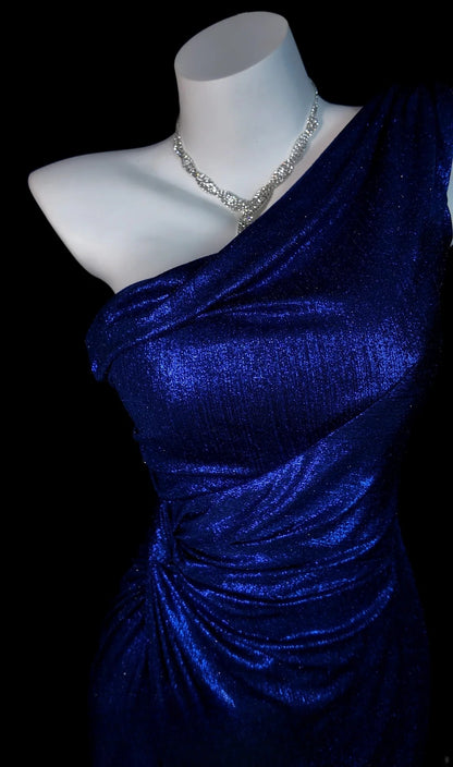 Royal Blue Prom Dress Inspo Mermaid One Shoulder Satin Modest Floor Length Formal Party Gown RB9832