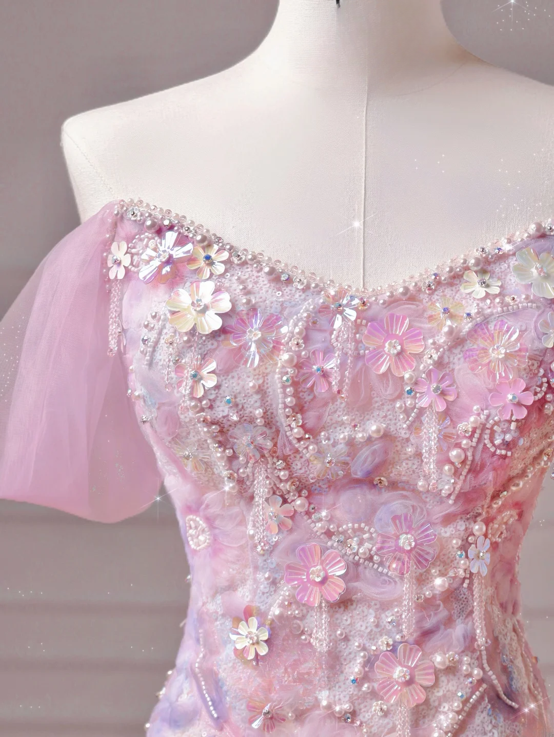 Modest Prom Dresses Aesthetic Mermaid Sweetheart Pink Floral Corset Fitted Impress Long Party Formal Gown For Teens High Schools Girls AQ027