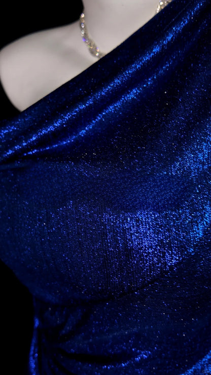 Royal Blue Prom Dress Inspo Mermaid One Shoulder Satin Modest Floor Length Formal Party Gown RB9832