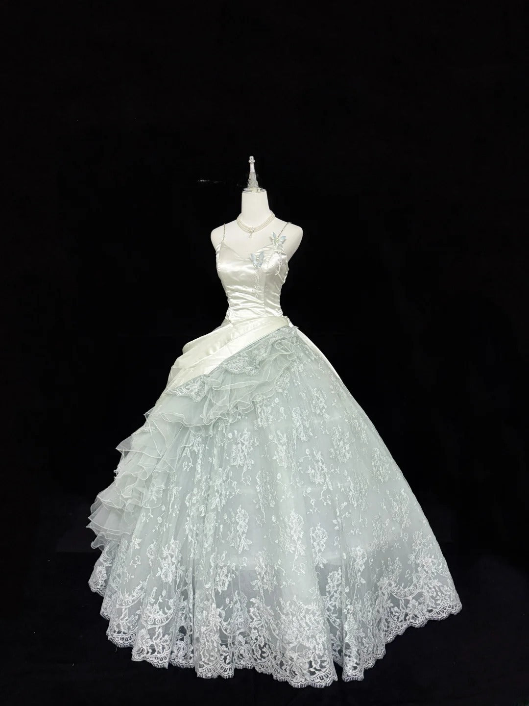 Magical Ball Gown Spaghetti Strap Gray Tulle With Ruffled Quince Dress Voluminous Sweet 16 Sweet Sixteen Outfits Vestido de RB7398