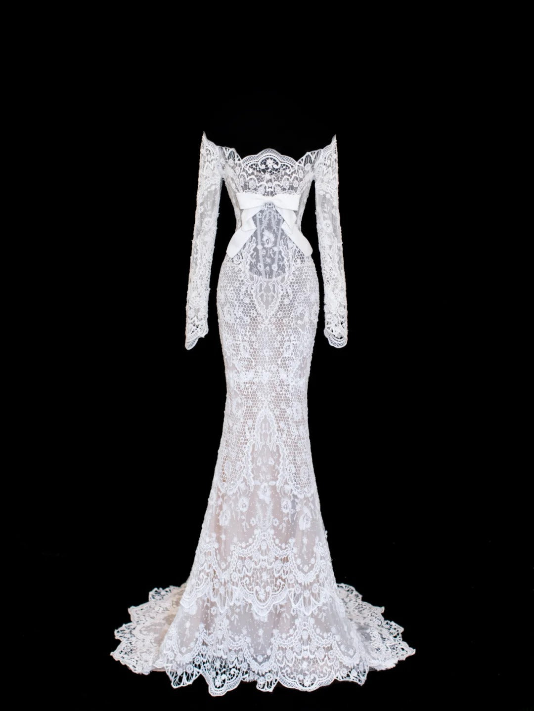 Mermaid Wedding Gowns Dresses Elegant Modest for Bride Off The Shoulder With Sleeves White Petite/Plus Size Bridal Gowns For Women SA028