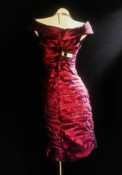 Retro Sheath Off The Shoulder Fuchsia Hoco Gowns Short 18th Birthday Dress Homecoming Dresses Cocktail Gown AS028