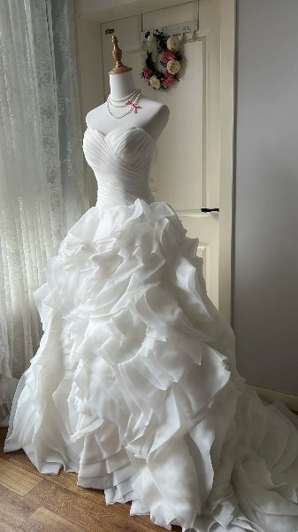Sweet 16 Dresses Long Sweetheart White With Tiered Floor Length Ball Gown Sweet Sixteen Birthday Gown RC0398
