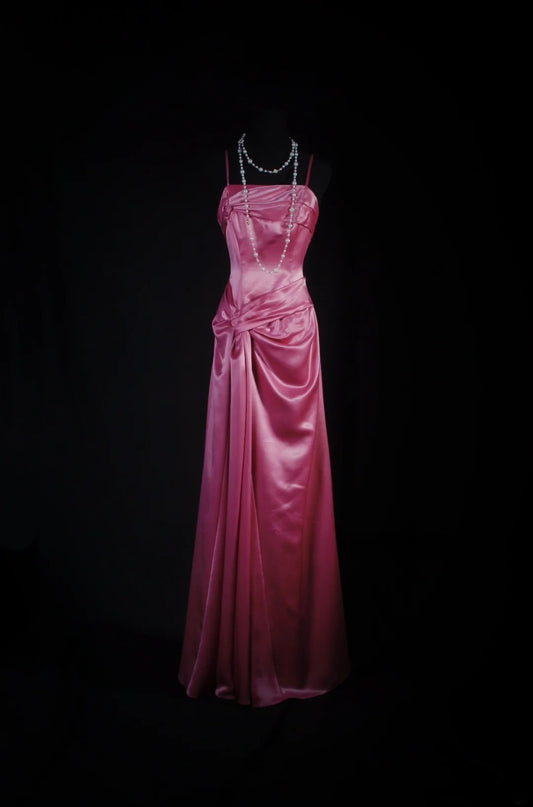 Simple Prom Dress Women Spaghetti Straps Pink A line Long Formal Dance Evening Party Gowns AS028