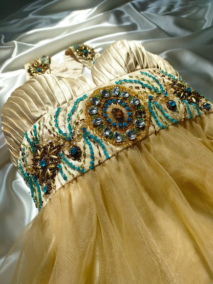 Vintage A line V Neck Champagne Tulle Hoco Gowns Short 16th Birthday Dress Homecoming Dresses Cocktail Gown AS029
