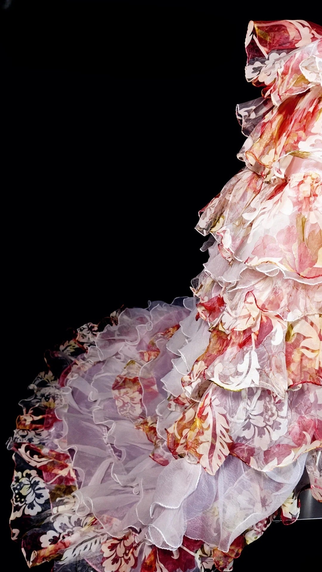 Floral Prom Dress Ball Gown Strapless Pink High Low Modest Formal Party Gown RB9833