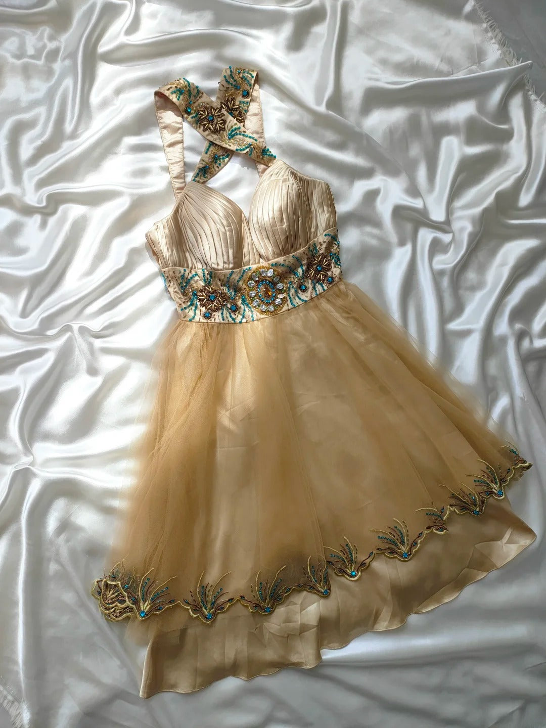 Vintage A line V Neck Champagne Tulle Hoco Gowns Short 16th Birthday Dress Homecoming Dresses Cocktail Gown AS029