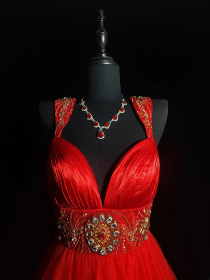 Vintage Ball Gown Sweetheart Red Tulle Hoco Gowns Short 16th Birthday Dress Homecoming Dresses Cocktail Gown AS030