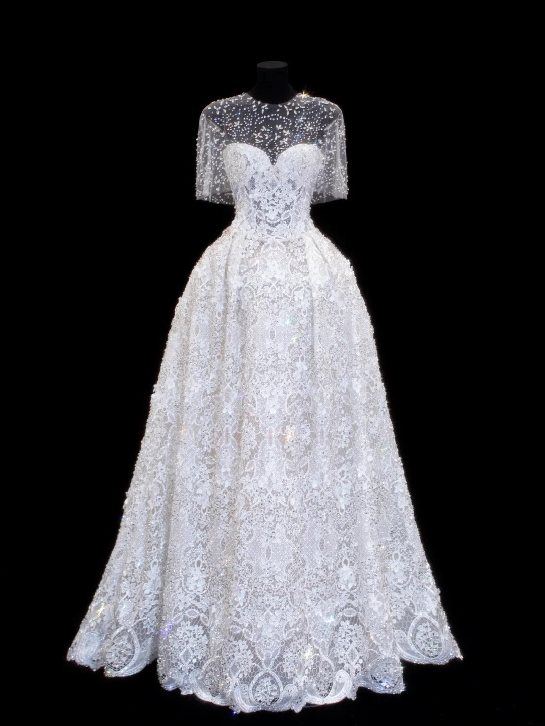 Wedding Gowns Dresses Elegant Modest for Bride Ball Gowns Sweetheart With Sleeves Cape White Petite/Plus Size Bridal Gown For Women SA030