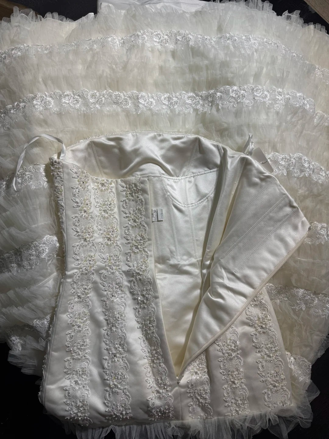 Elegant Mermaid Strapless Sleeveless White Lace Tiered Long Vintage Fitted 1920s Wedding Dresses AS030