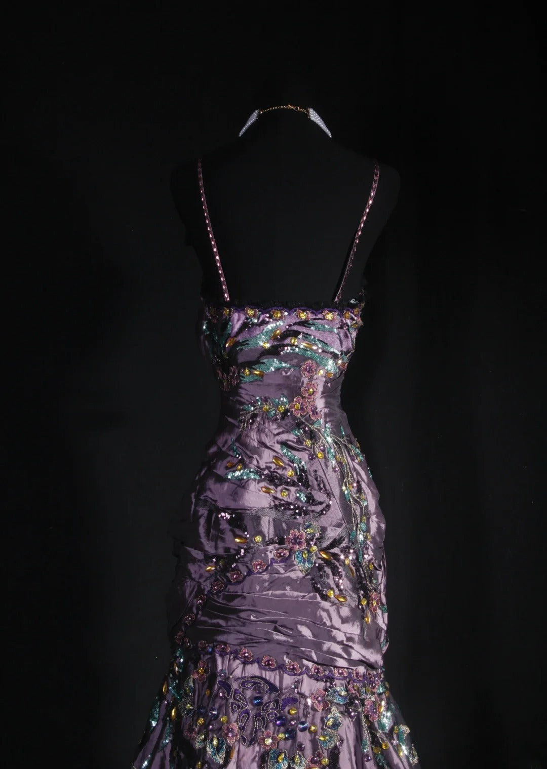 Vintage 90s Prom Dresses Women Mermaid Spaghetti Straps Dusty Grape Taffeta Long Formal Dance Evening Party Gowns AS030