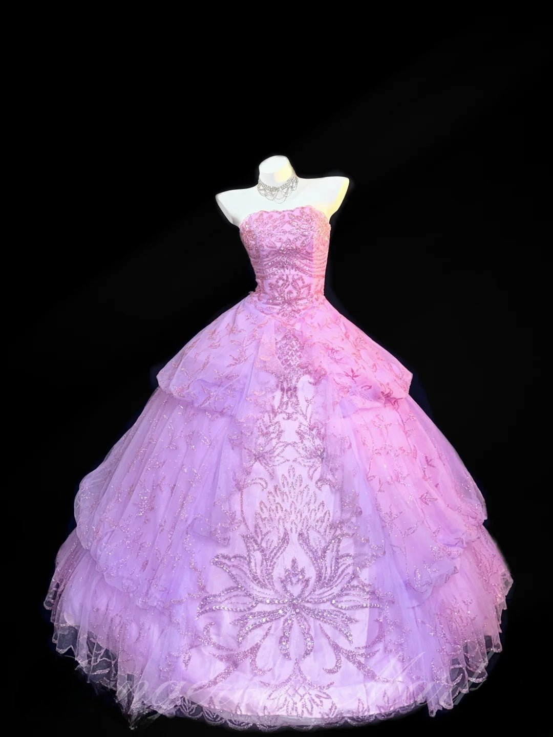 Cute Ball Gown Strapless Lilac Sequin Tulle With Beading Long Quinceanera Dress vestido de 15 de cenicienta RB3372
