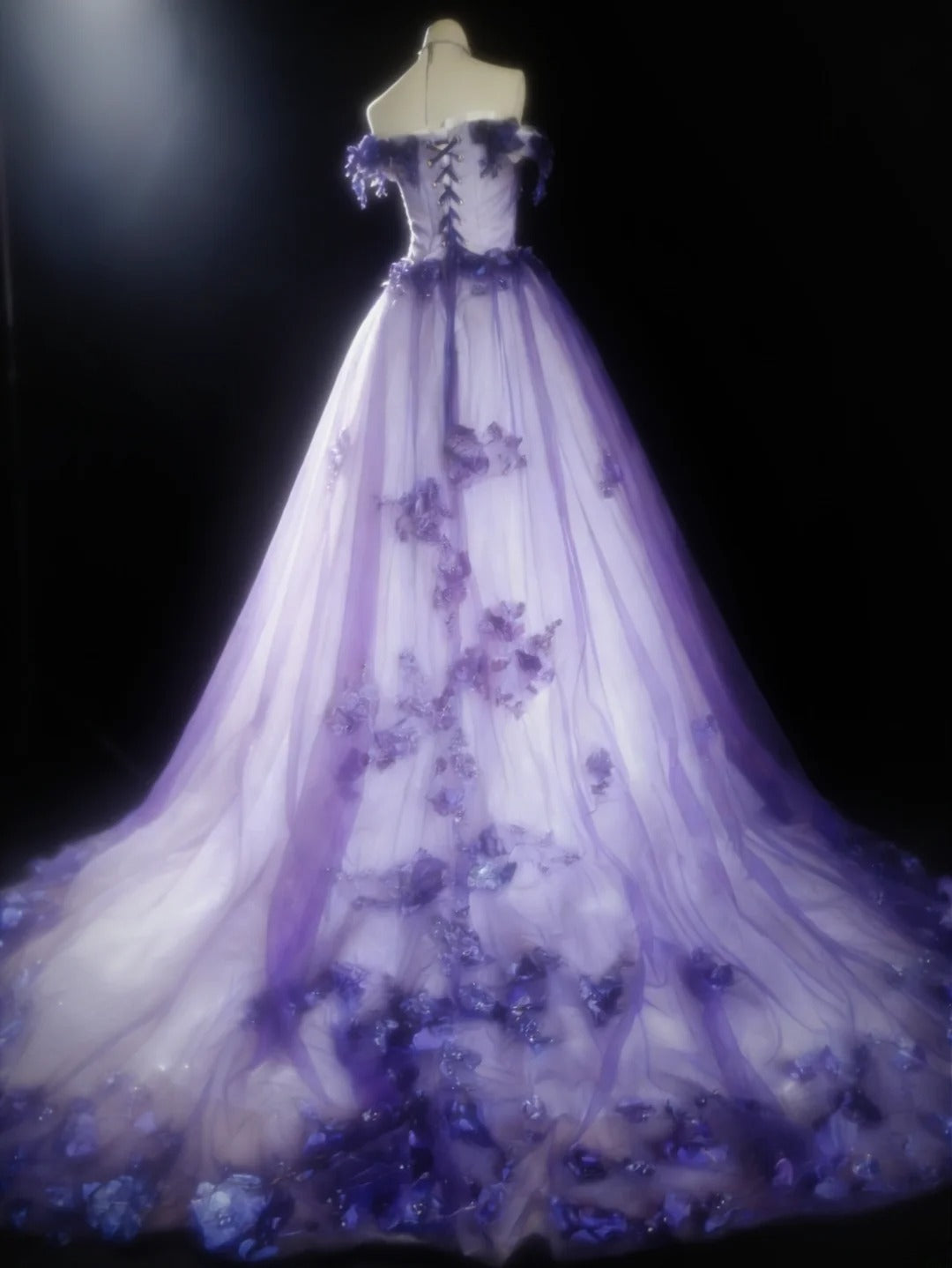 Vintage Ball Gown Off The Shoulder Lilac Tulle Long Quinceanera Dresses Sweet 15 16 Birthday Outfits AS031