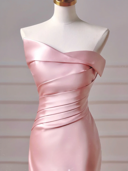 Chic Prom Dresses Aesthetic Mermaid Strapless Pink With Pleated Flowers Inspo Impress Long Party Formal Gown For Teenagers High Schools AQ031