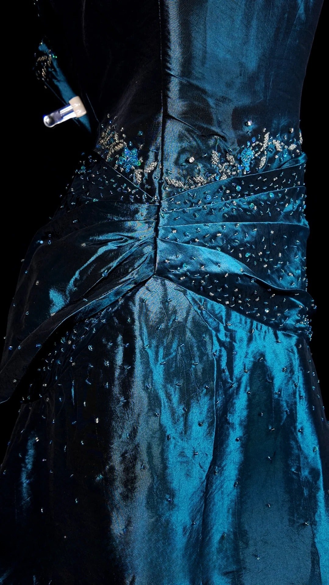 Blue Prom Dress Mermaid Halter Satin With Beading Modest Floor Length Formal Party Gown RB9834