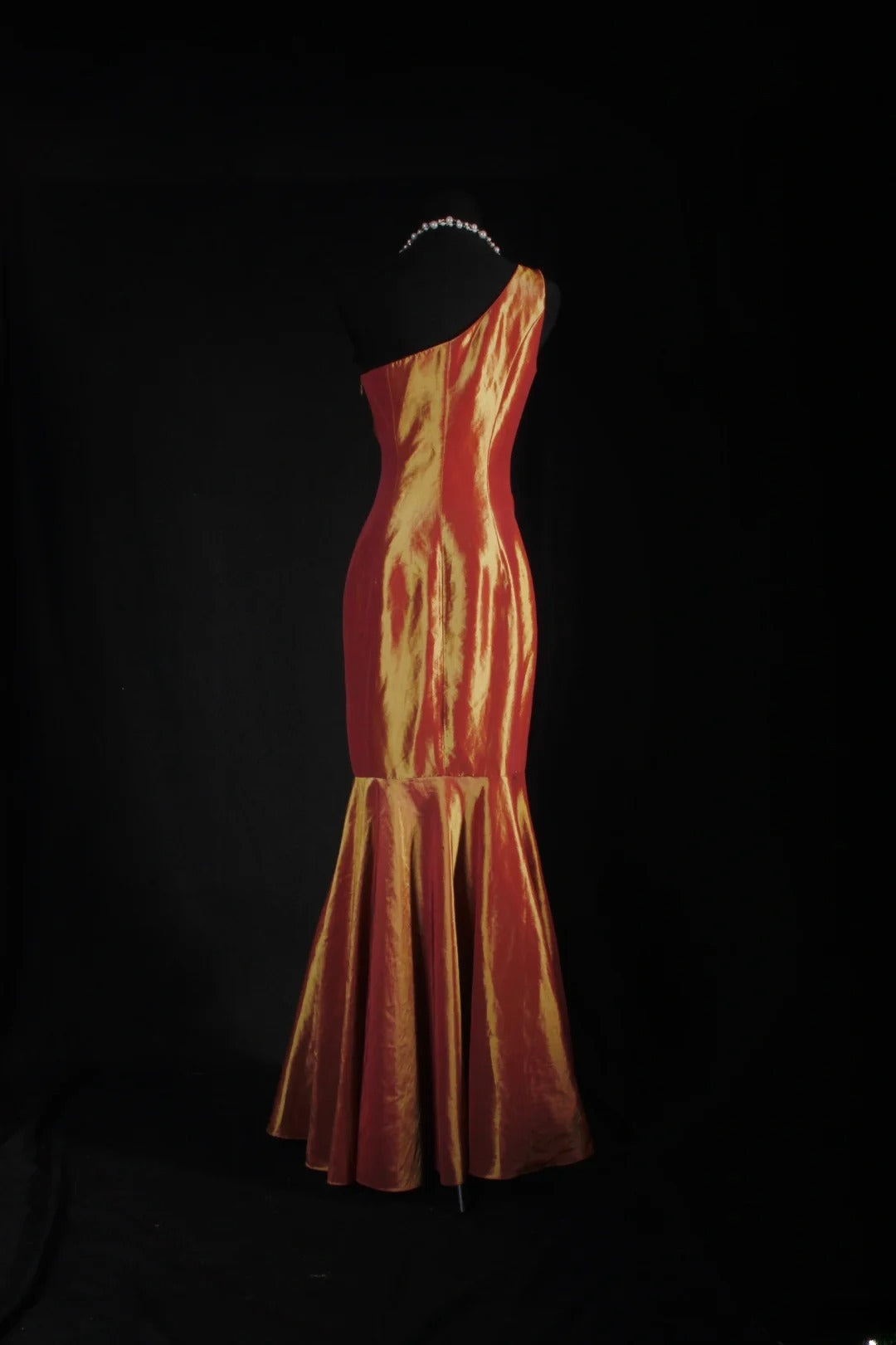 Vintage 90s Prom Dresses Women Mermaid One Shoulder Orange Taffeta Long Formal Dance Evening Party Gowns AS031