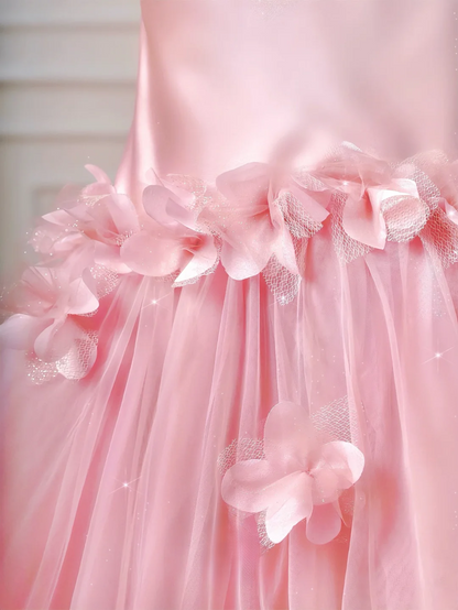 Chic Prom Dresses Aesthetic Mermaid Strapless Pink With Pleated Flowers Inspo Impress Long Party Formal Gown For Teenagers High Schools AQ031