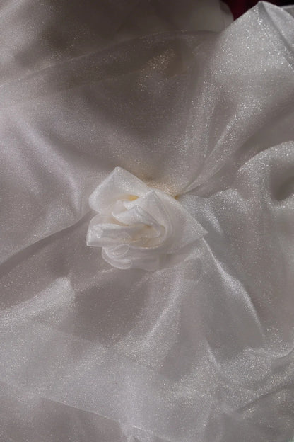 Sweet Ball Gown Strapless White Tulle With Gold Beading Long Quince Dress Quinceanera Dresses Formal Birthday Outfits RB8056
