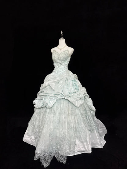 Fairy-tale Ball Gown Spaghetti Strap Satin With Ruffled Quince Dress Voluminous Sweet 16 Sweet Sixteen Outfits Vestido de RB7403