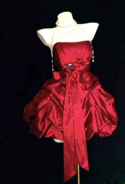Vintage Ball Gown Halter Red Hoco Gowns Short 16th Birthday Dress Homecoming Dresses Cocktail Gown AS032