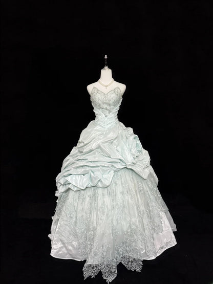 Fairy-tale Ball Gown Spaghetti Strap Satin With Ruffled Quince Dress Voluminous Sweet 16 Sweet Sixteen Outfits Vestido de RB7403