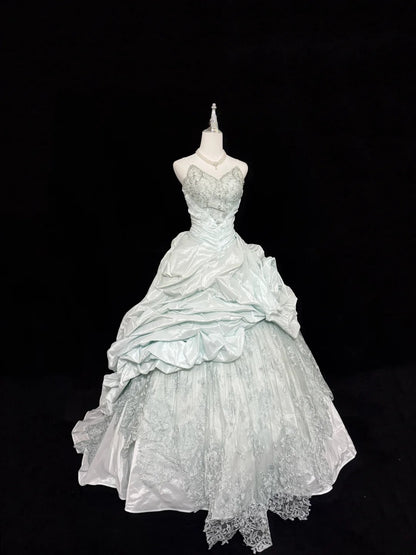 Fairy-tale Ball Gown Spaghetti Strap Satin With Ruffled Quince Dress Voluminous Sweet 16 Sweet Sixteen Outfits Vestido de RB7403