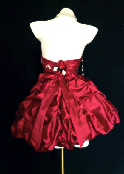 Vintage Ball Gown Halter Red Hoco Gowns Short 16th Birthday Dress Homecoming Dresses Cocktail Gown AS032