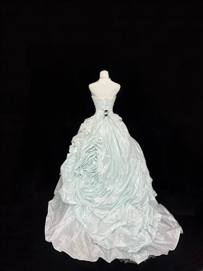 Fairy-tale Ball Gown Spaghetti Strap Satin With Ruffled Quince Dress Voluminous Sweet 16 Sweet Sixteen Outfits Vestido de RB7403