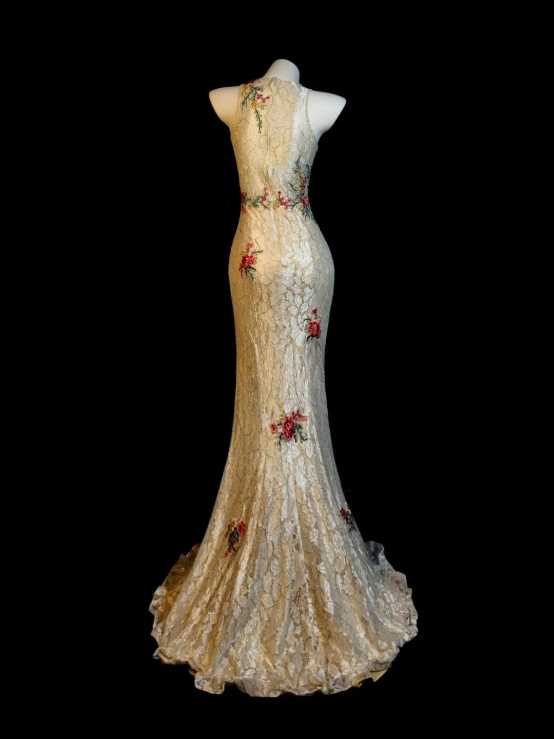 Gold Prom Dress Mermaid Lace With Beading Appliques Modest Floor Length Formal Party Gown RB9835