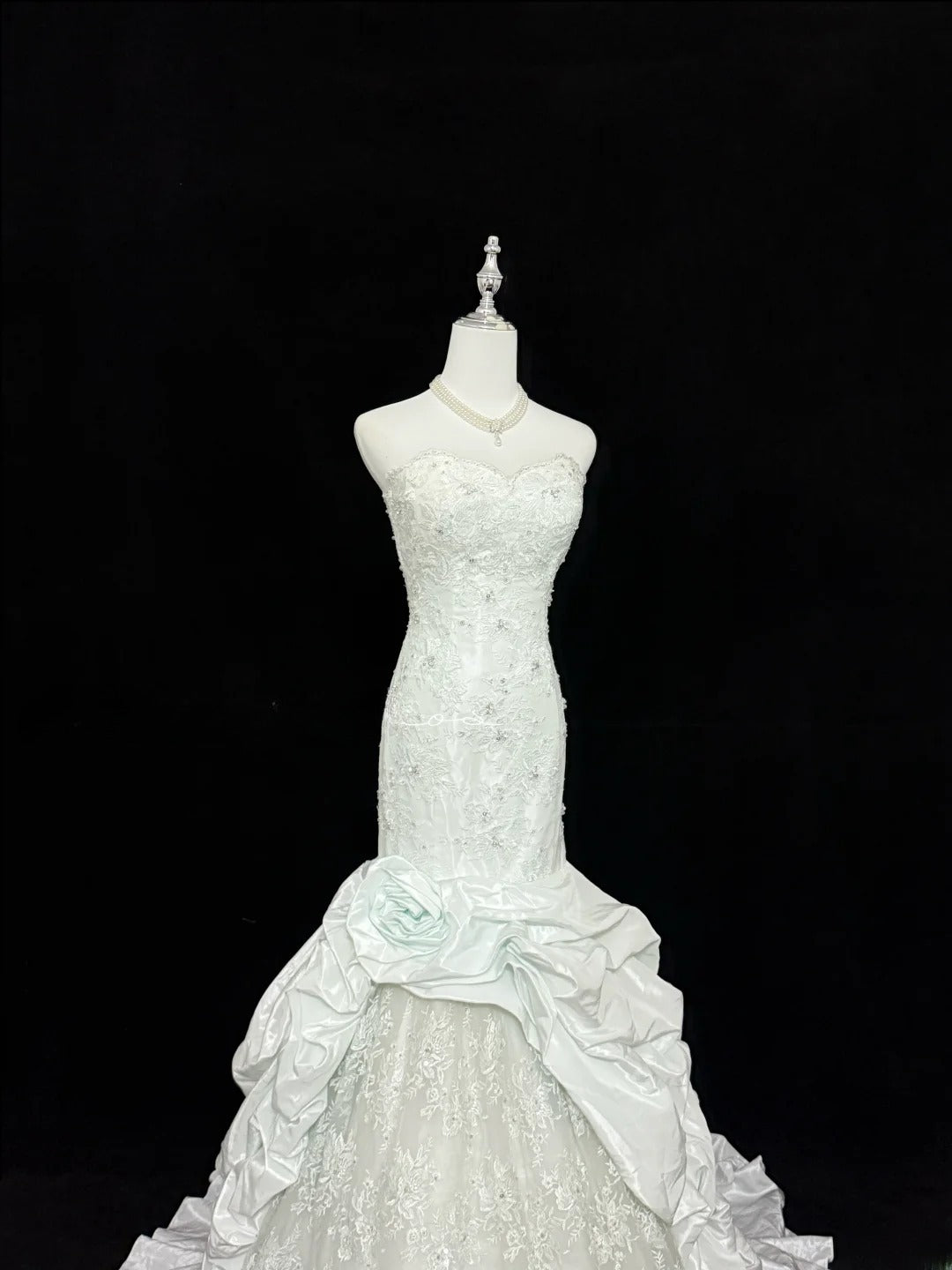 Vintage Mermaid Sweetheart White Taffeta With Beading Lace Long Brides Gown Bridal Dress Wedding Dresses Style RB7404