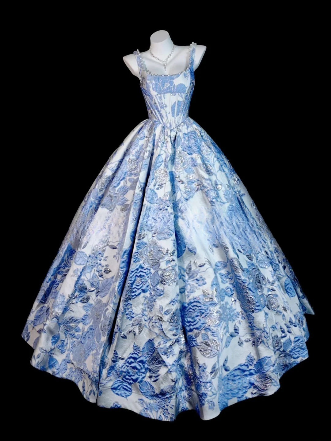 Sweet 16 Dress Blue Ball Gown Square Neck With Beading Sweet Sixteen Dress RB9836