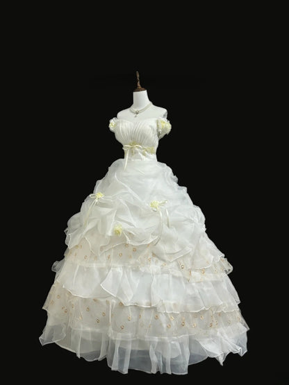 Classy Ball Gown Off The Shoulder White With Lace Appliqued Quince Dress Voluminous Sweet 16 Quinceanera Dresses Vestido de RB7405