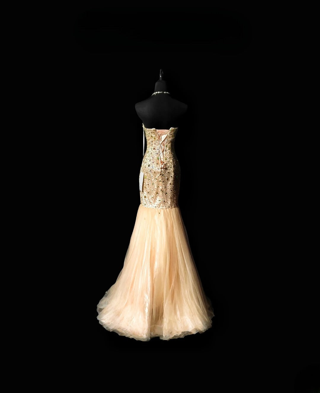 Sparkly Prom Dresses Mermaid Sweetheart Gold Tulle With Beading Long 1950s Retro Classy Party Formal Outfits RB6380