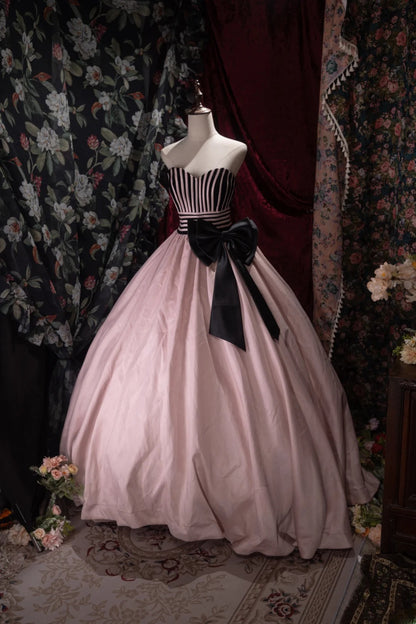 Charming Ball Gown Sweetheart Satin With Bow Long Quince Dress Quinceanera Dresses Formal Birthday Outfits RB8060