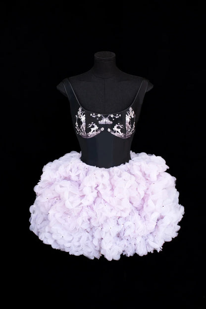Aesthetic Ball Gown Short Prom Dress Lilac Floral 16th Birthday Dress Homecoming Dresses Cocktail Outfits SA035