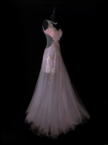 Modest A line One Shoulder Dusty Lilac Tulle Applique Evening Dresses High School Teens Senior Night Dance Prom Dress AS035