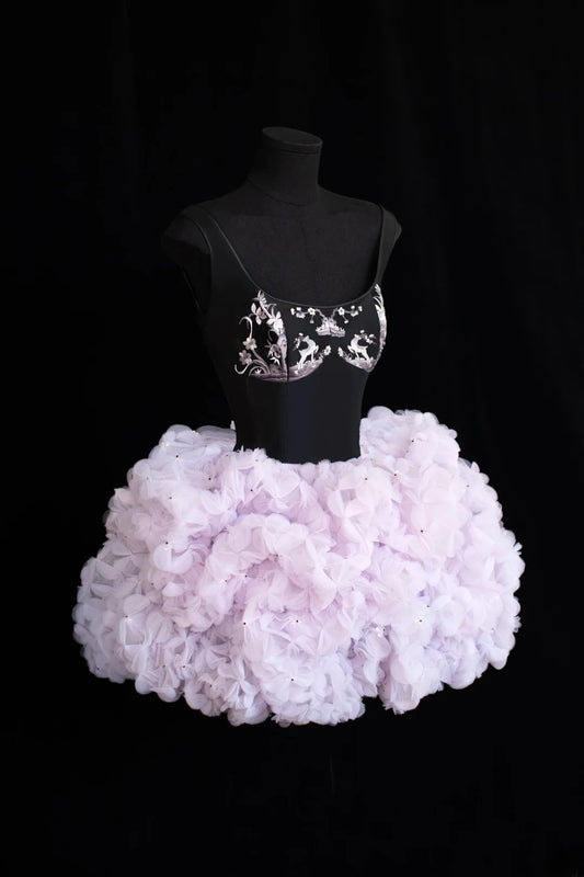 Aesthetic Ball Gown Short Prom Dress Lilac Floral 16th Birthday Dress Homecoming Dresses Cocktail Outfits SA035