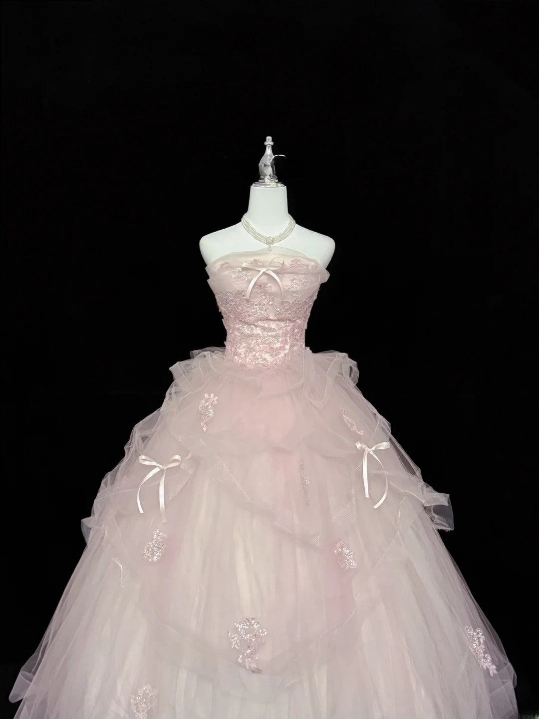 Fairy-tale Ball Gown Strapless Pink With Ruffled Lace Quince Dress Voluminous Sweet 16 Sweet Sixteen Outfits Vestido de RB7406