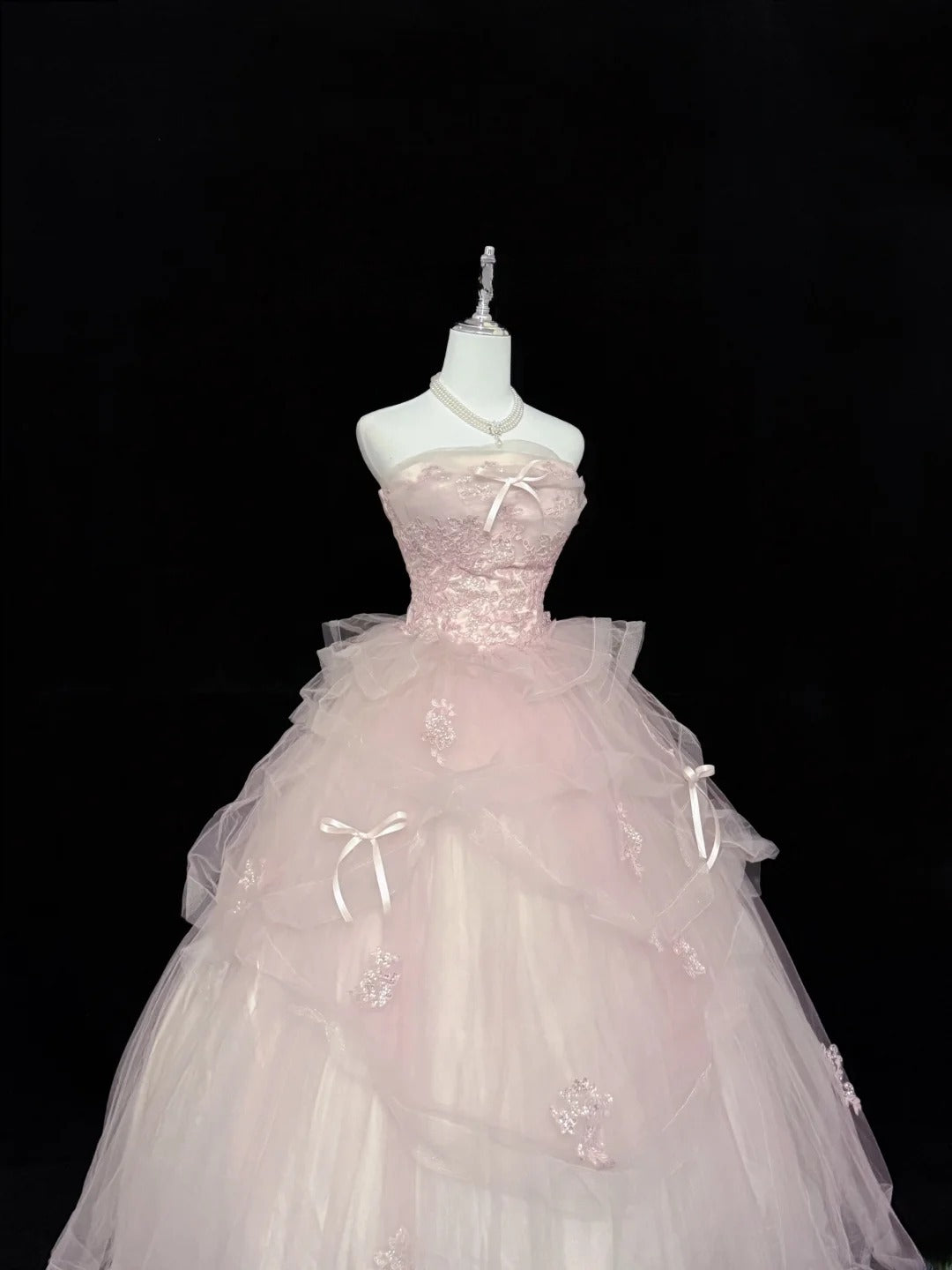 Fairy-tale Ball Gown Strapless Pink With Ruffled Lace Quince Dress Voluminous Sweet 16 Sweet Sixteen Outfits Vestido de RB7406