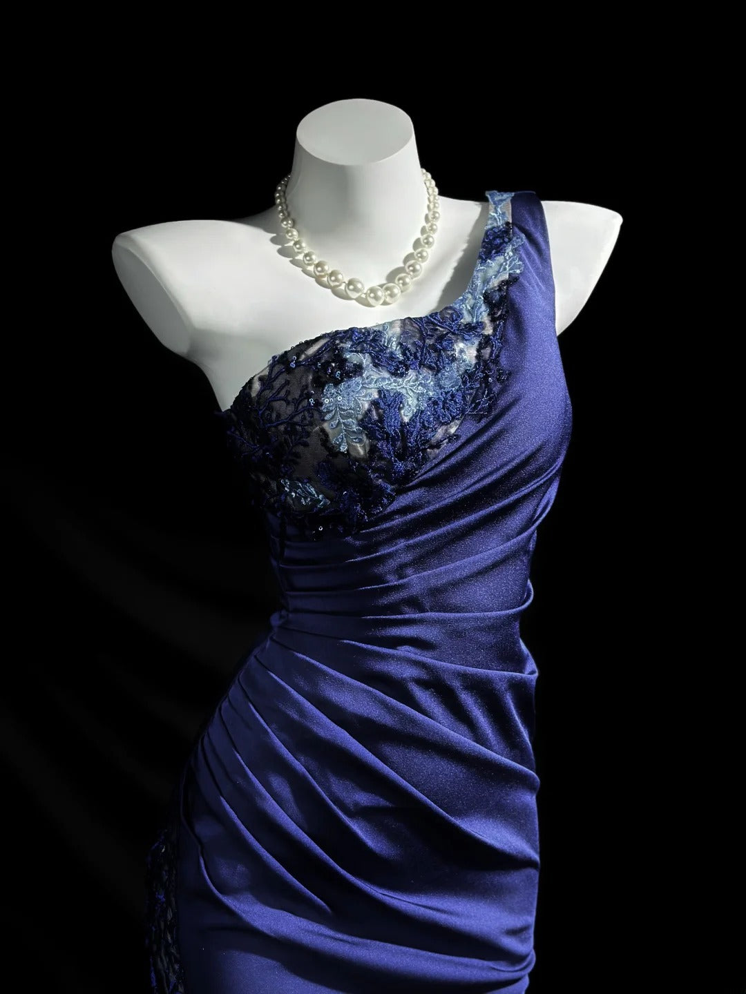 Classy Prom Dresses Mermaid One Shoulder Purple Satin With Lace Sleeveless Evening Dress Formal Outfits RB5843