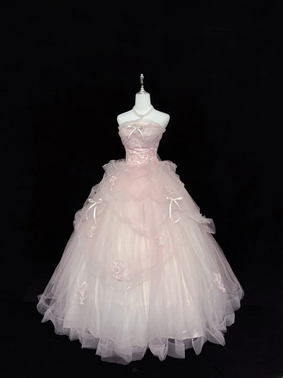Fairy-tale Ball Gown Strapless Pink With Ruffled Lace Quince Dress Voluminous Sweet 16 Sweet Sixteen Outfits Vestido de RB7406
