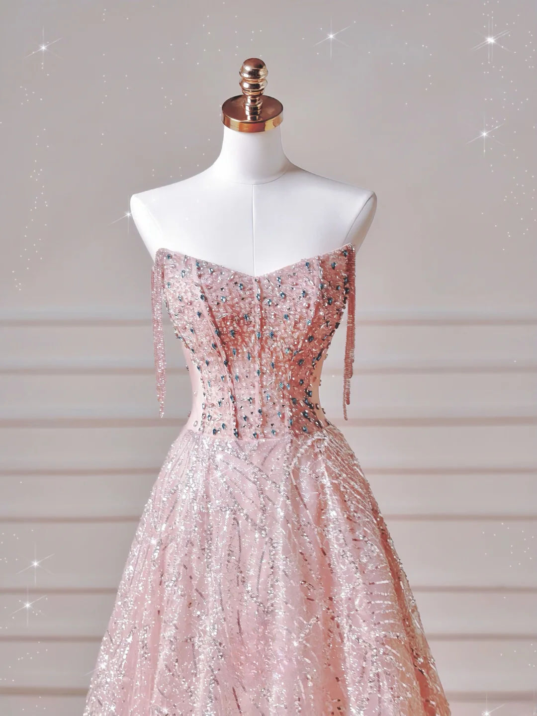 Modest Prom Dresses Aesthetic Ball Gown Off The Shoulder Pink Sequin Corset Fitted Impress Long Party Formal Gown For Teens High Schools Girls AQ036