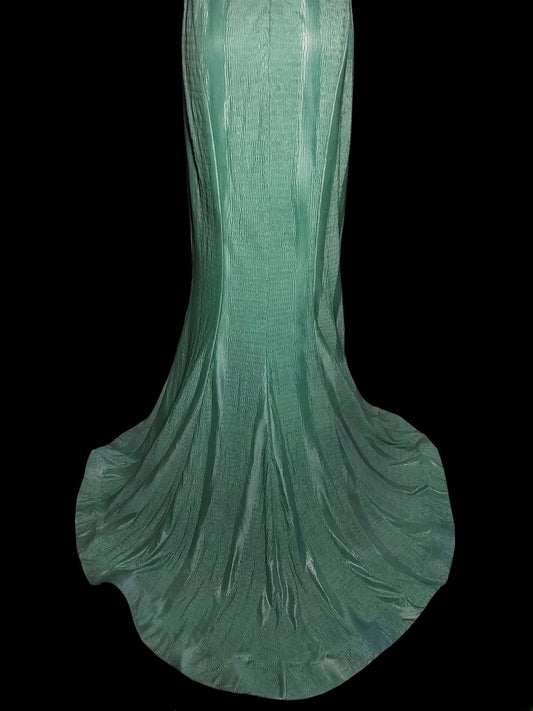 Modest Mermaid V Neck Mint Green Long Evening Dresses High School Teens Senior Night Dance Prom Dress AS037
