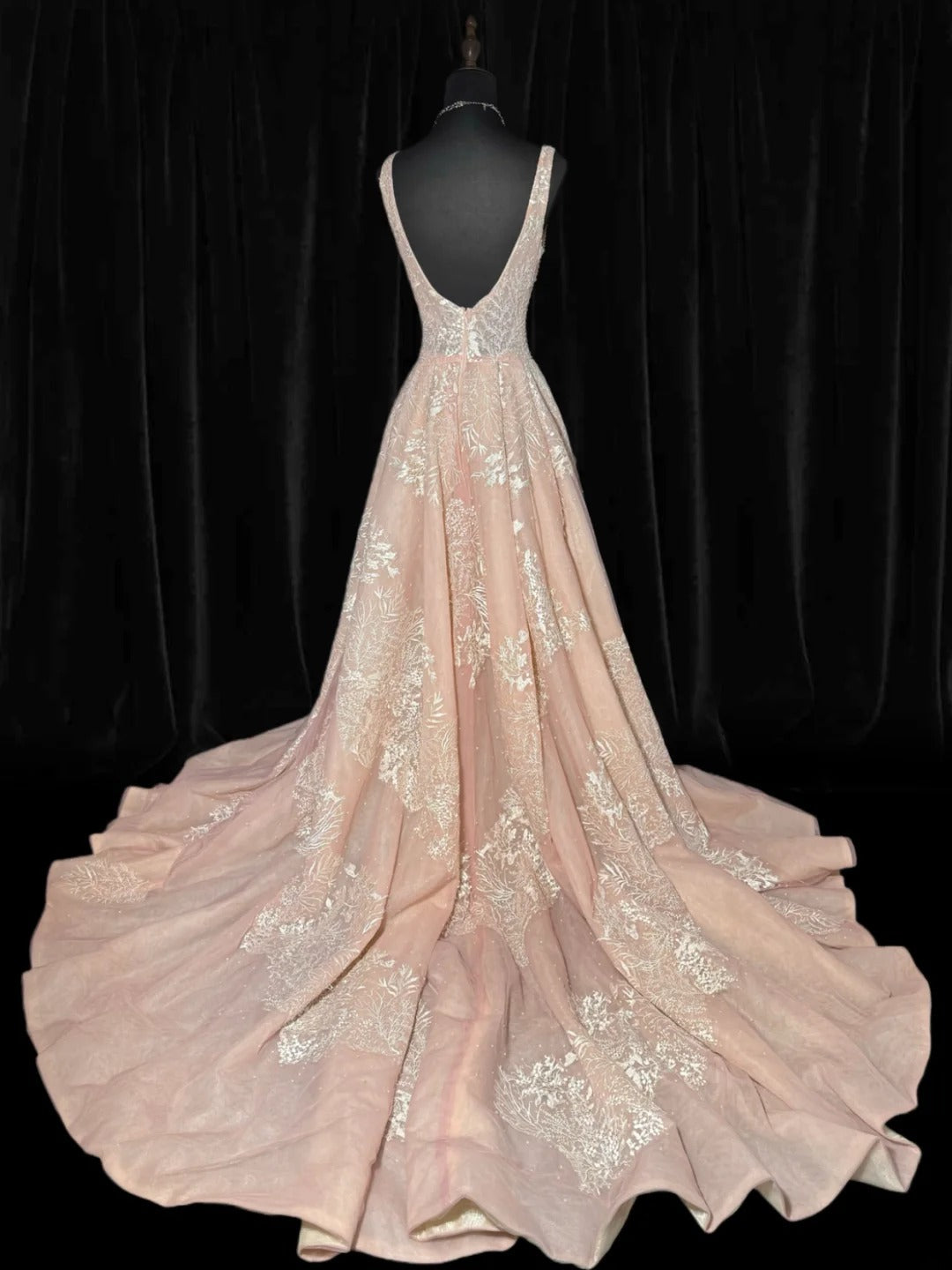 Dreamy A line Square Neck Pink Tulle With Appliques Lace Victorian Long Vintage Fitted 1920s Wedding Dresses AS037