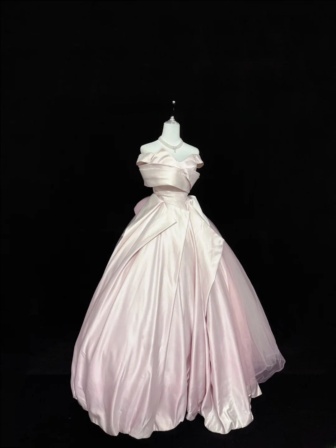 Classy Ball Gown Off The Shoulder Pink Satin With Ruffled Quince Dress Voluminous Sweet 16 Quinceanera Dresses Vestido de RB7408