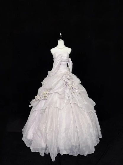 Fairy-tale Ball Gown Sweetheart Light Lilac With Tiered Layers Quince Dress Voluminous Sweet 16 Sweet Sixteen Outfits Vestido de RB7409
