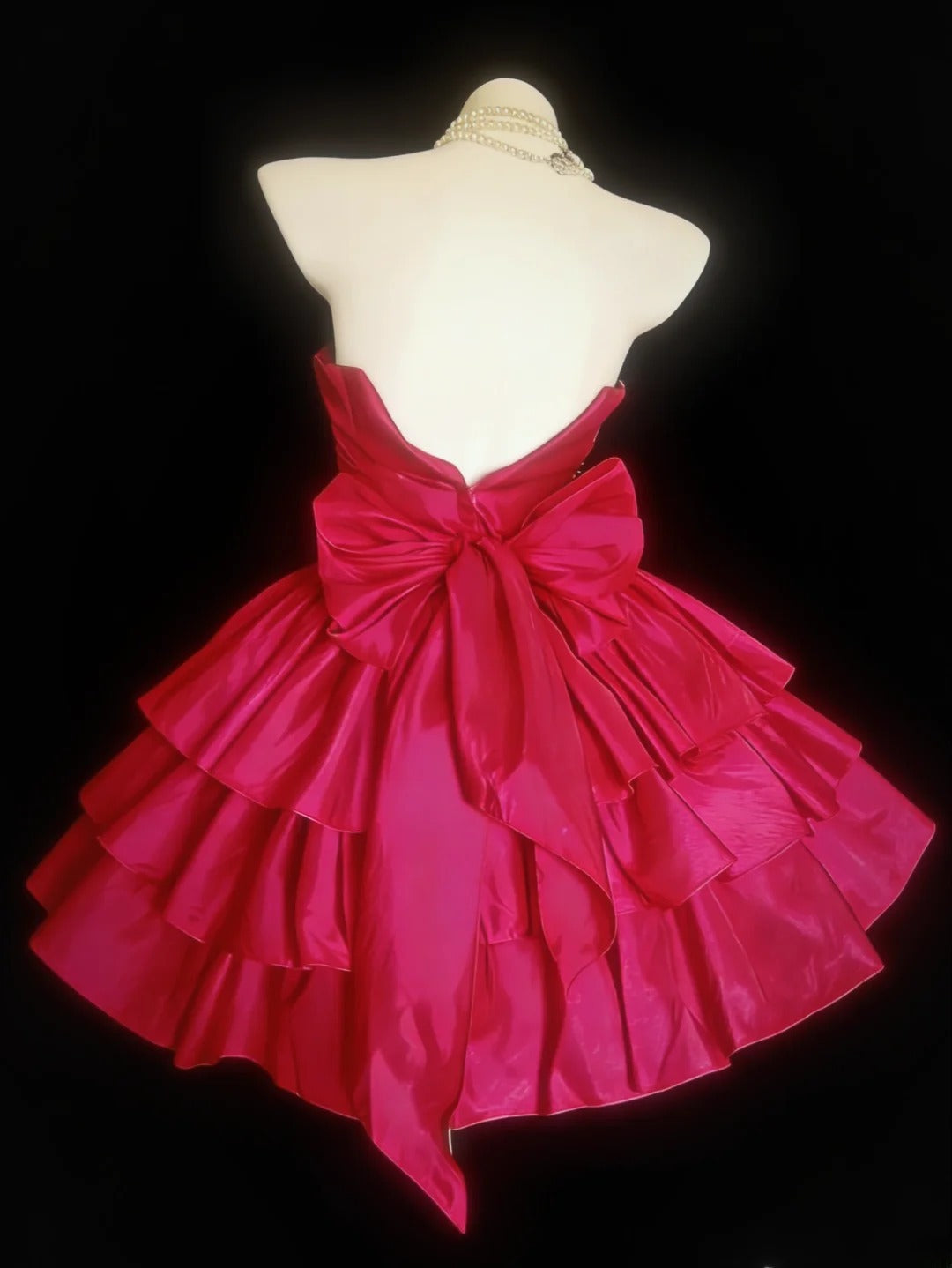 Vintage Ball Gown Strapless Hot Pink Satin Hoco Gowns Short Birthday Dress Homecoming Dresses Hoco Gown AS038